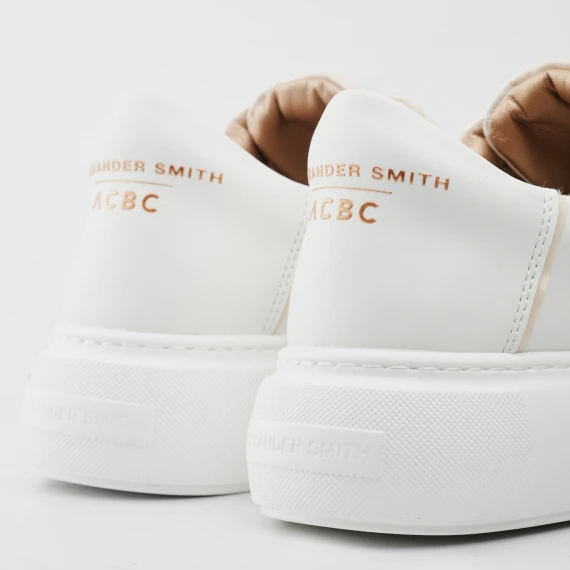 Sneakers Eco-Greenwich bianca con cuciture e lacci crema 
