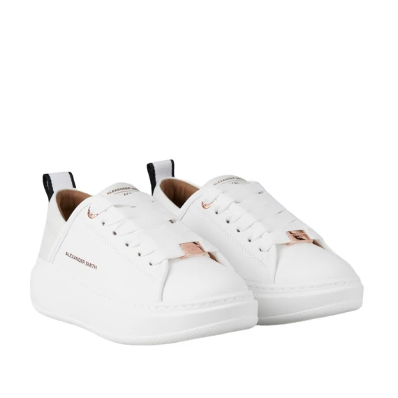 Sneakers Eco-Wembley in eco pelle bianco e topponcino martellato lucido perlato