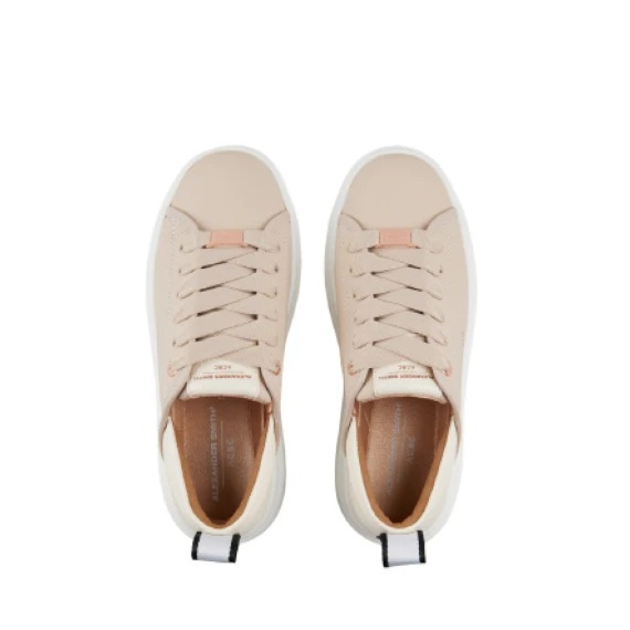 Sneakers Eco-Wembley in pelle vegetale beige e topponcino lucido beige