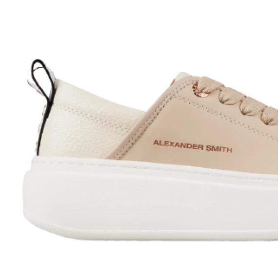 Sneakers Eco-Wembley in pelle vegetale beige e topponcino lucido beige
