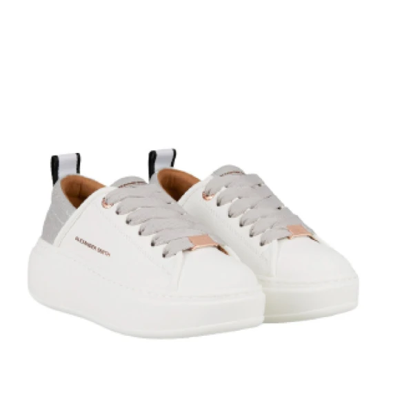 Sneakers Eco-Wembley in pelle vegetale bianca lacci grigi