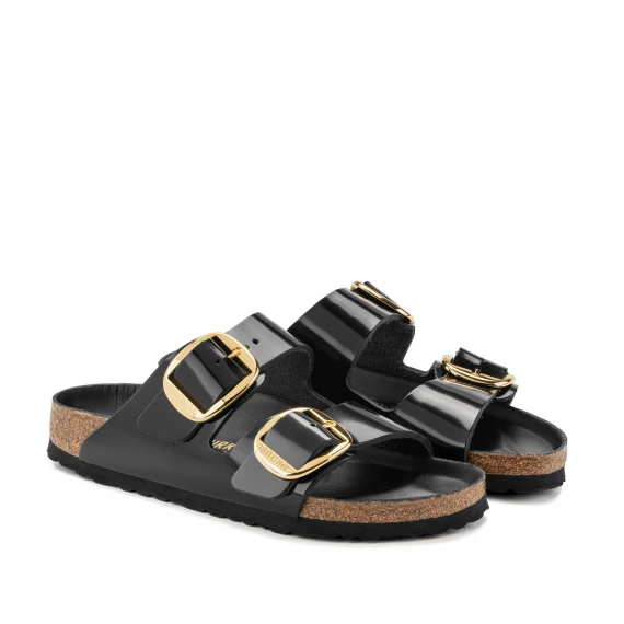 Sandalo Arizona Big Buckle in pelle nera