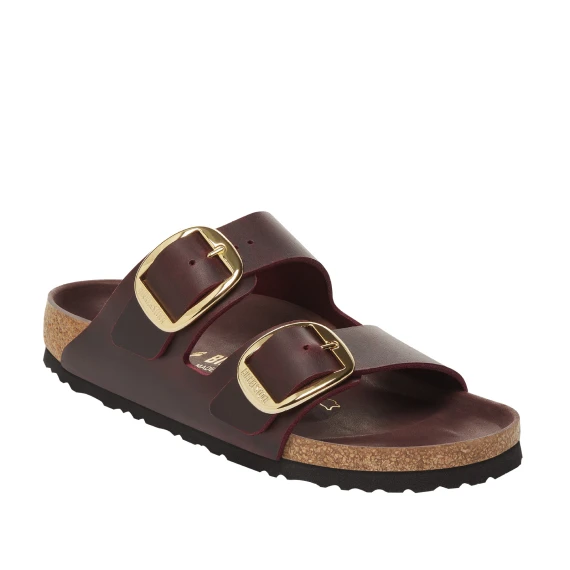 Sandalo Arizona Big Buckle a due fasce in pelle ingrassata bordeaux