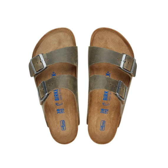Sandalo Arizona con due cinturini in pelle oiled kaki