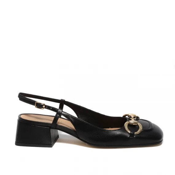 Slingback in morbida pelle nera