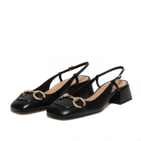 Slingback in morbida pelle nera