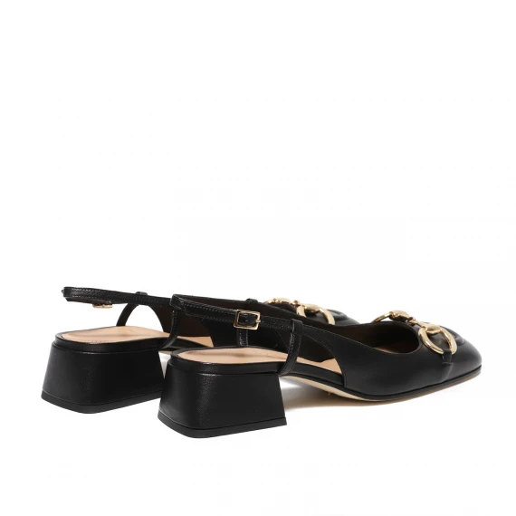 Slingback in morbida pelle nera
