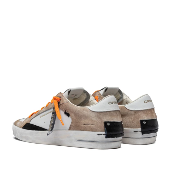 Sneakers SK8 Deluxe in morbida pelle bianca e suede beige