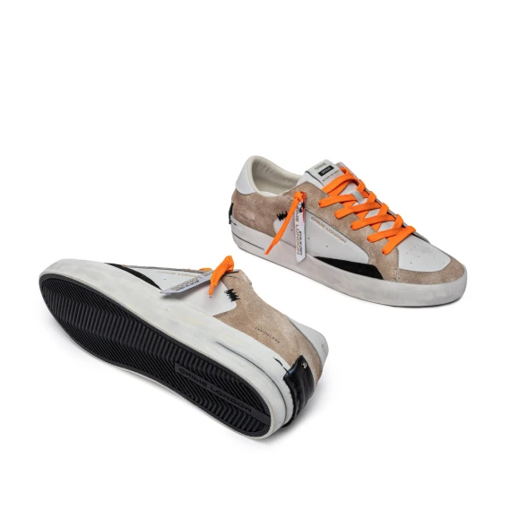 Sneakers SK8 Deluxe in morbida pelle bianca e suede beige