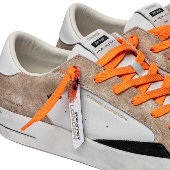 Sneakers SK8 Deluxe in morbida pelle bianca e suede beige