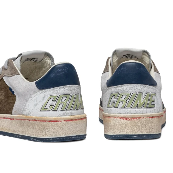 Sneakers Chelsea in pelle bianca e canvas militare