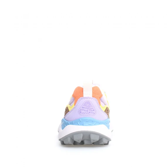 Sneakers Yamano in suede arancione e tessuto lilla