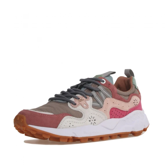 Sneakers Yamano rosa taupe e top suede fuxia 