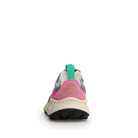 Sneakers Yamano 3 in suede giallo verde e tessuto tecnico rosa