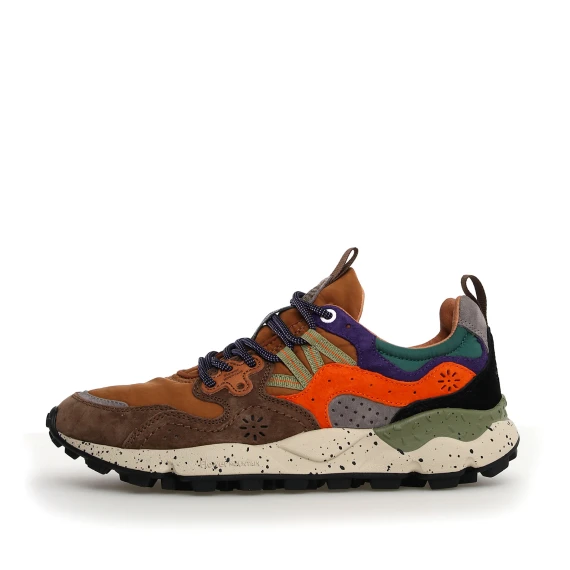 Sneakers Yamano 3 in suede ebano e tabacco