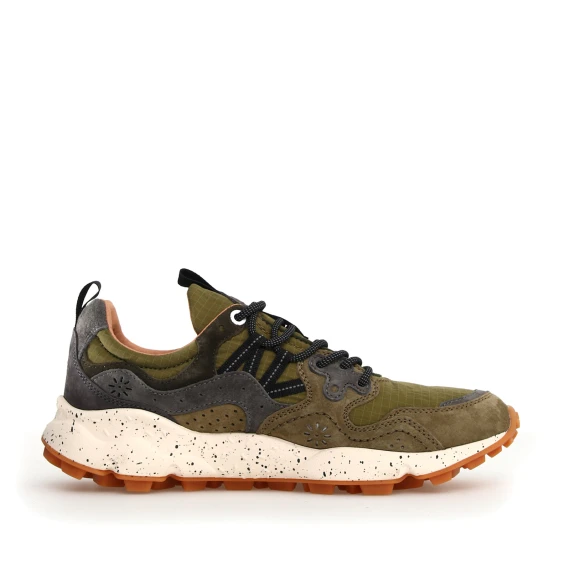 Sneakers Yamano 3 in suede militare e grigio