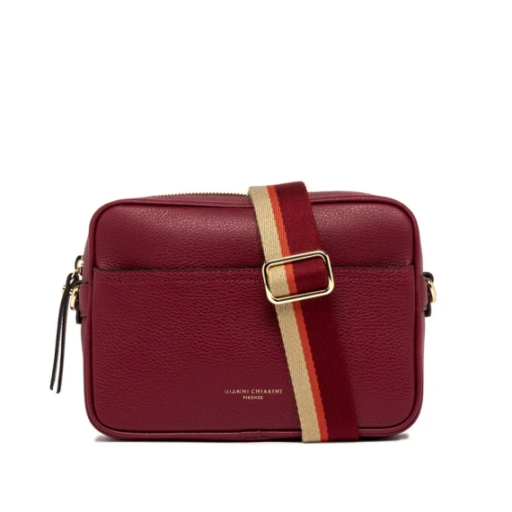 Borsa a tracolla Nina in pelle martellata bordeaux