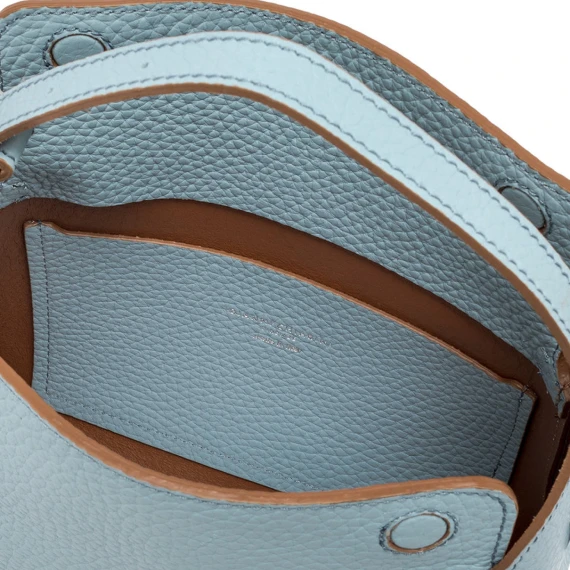 Borsa a mano Penelope in pelle double azzurra e caramello