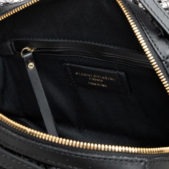 Borsa a mano Alifa in tessuto sfrangiato nera