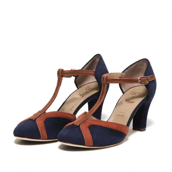 Scarpa charleston in suede blu