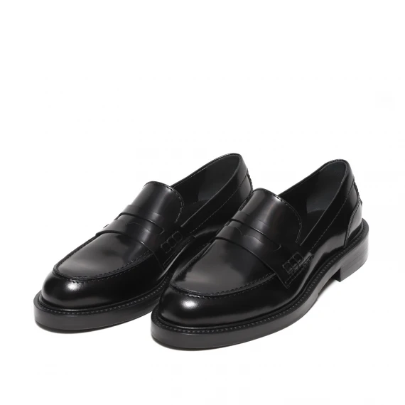 Mocassino con mascherina in pelle spazzolata nera