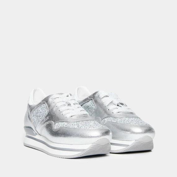Sneaker H222 nappa e tessuto argento 
