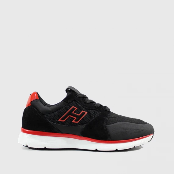 Sneakers Hogan H254 in suede e tessuto elastico nero 