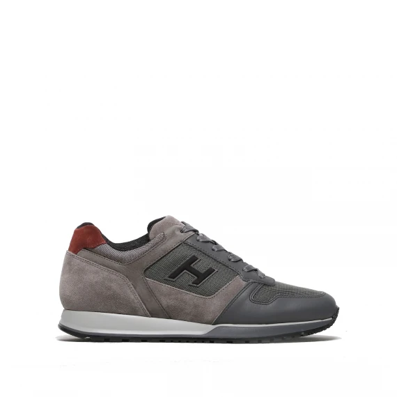 Sneaker H321 in pelle e tessuto tecnico grigio 