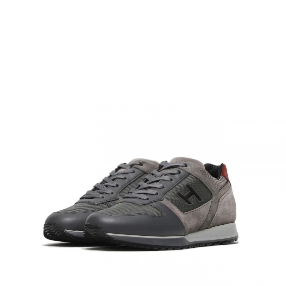 Sneaker H321 in pelle e tessuto tecnico grigio 