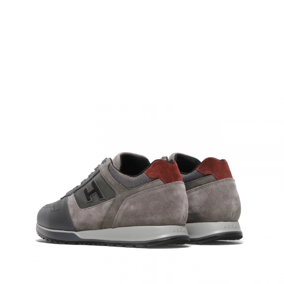 Sneaker H321 in pelle e tessuto tecnico grigio 