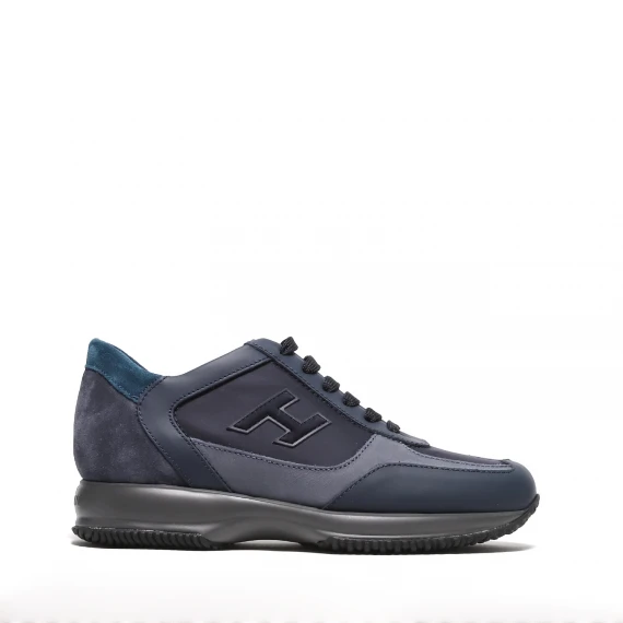 Hogan Sneaker Interactive in pelle e suede blu/azzurro 