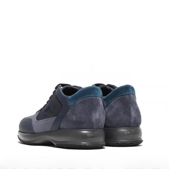 Hogan Sneaker Interactive in pelle e suede blu/azzurro