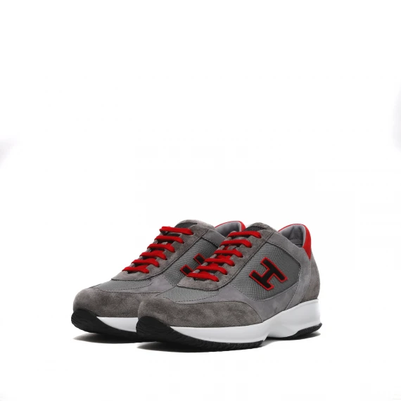 Sneaker Hogan Interactive in suede e tessuto tecnico grigio