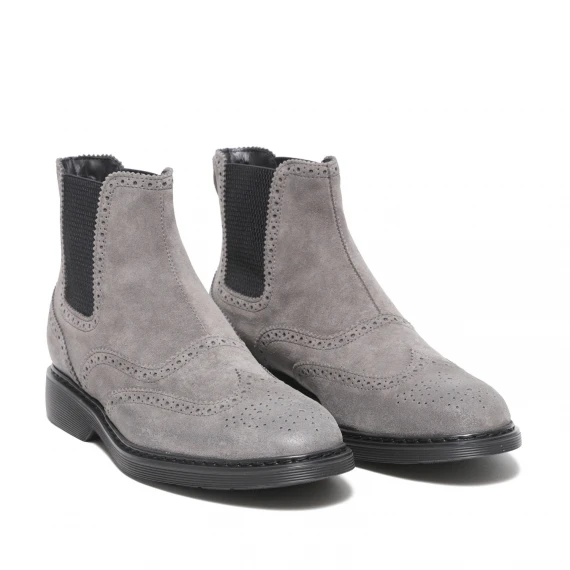 Stivaletto Hogan con elastici in suede grigio