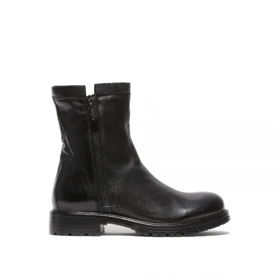 Stivaletto in pelle nera e doppia zip