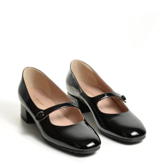 Scarpa con laccetto a bebè in vernice nero