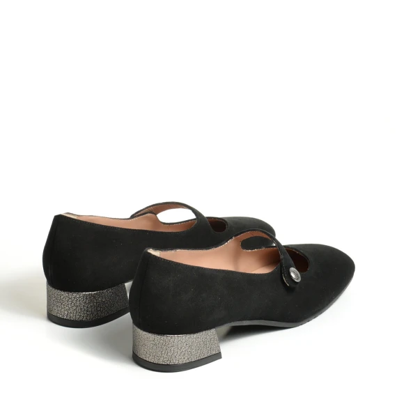 Scarpa con laccetto a bebè in suede nero