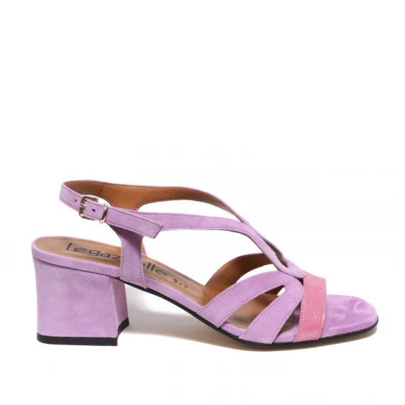 Sandalo in suede lilla e rosa 