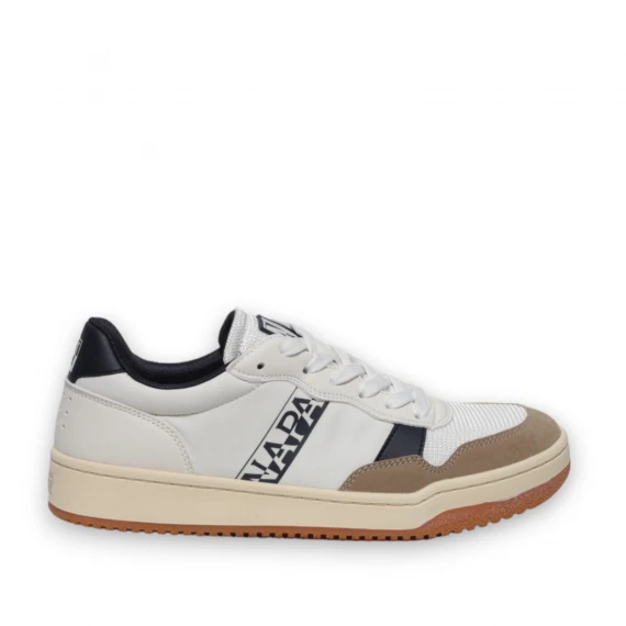 Sneakers Courtis in pelle e tessuto bianco e puntale in suede ghiaccio