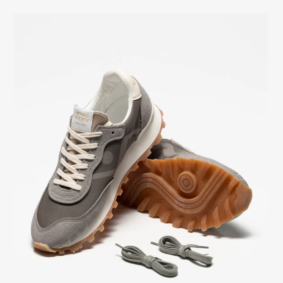 Sneakers in materiali Animal Free Certified grigio e polvere