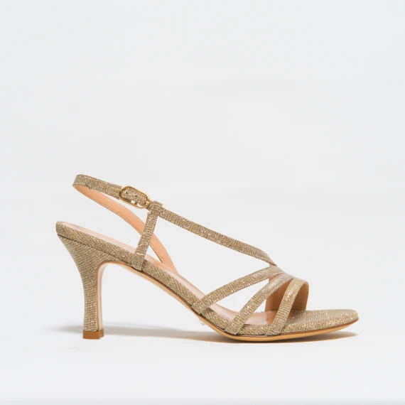 Sandalo glamour platino tacco 7