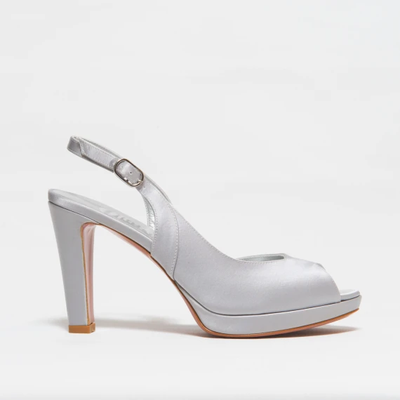Sandalo con plateau satin grigio tacco 10