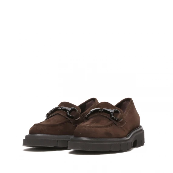 Mocassino con morsetto in suede ebano