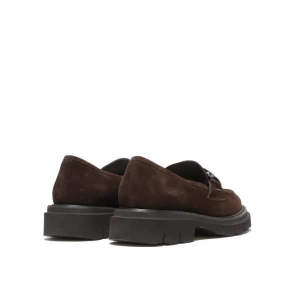 Mocassino con morsetto in suede ebano