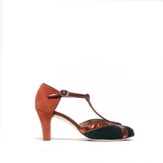 Charleston con listino centrale in pelle bronzo