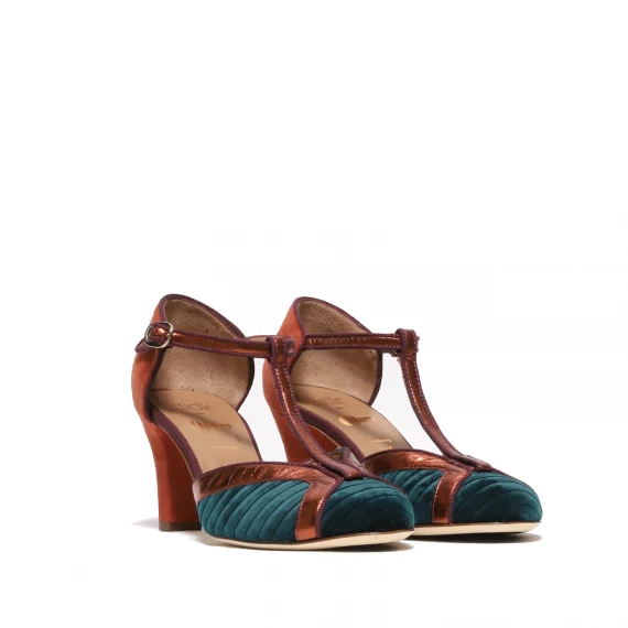 Charleston con listino centrale in pelle bronzo