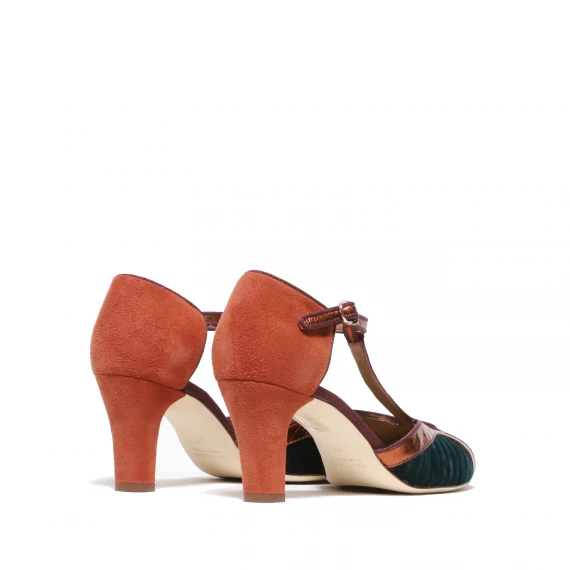 Charleston con listino centrale in pelle bronzo