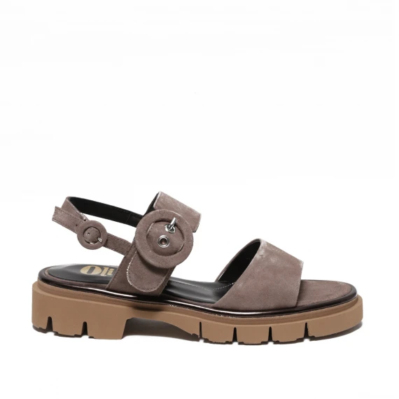 Sandalo a due fasce in suede talpa