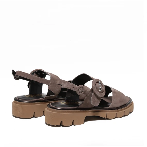 Sandalo a due fasce in suede talpa