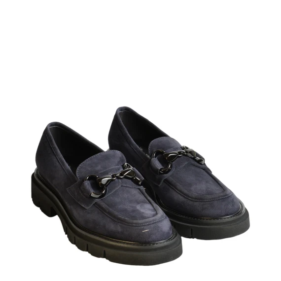 Mocassino in morbido suede blu con morsetto